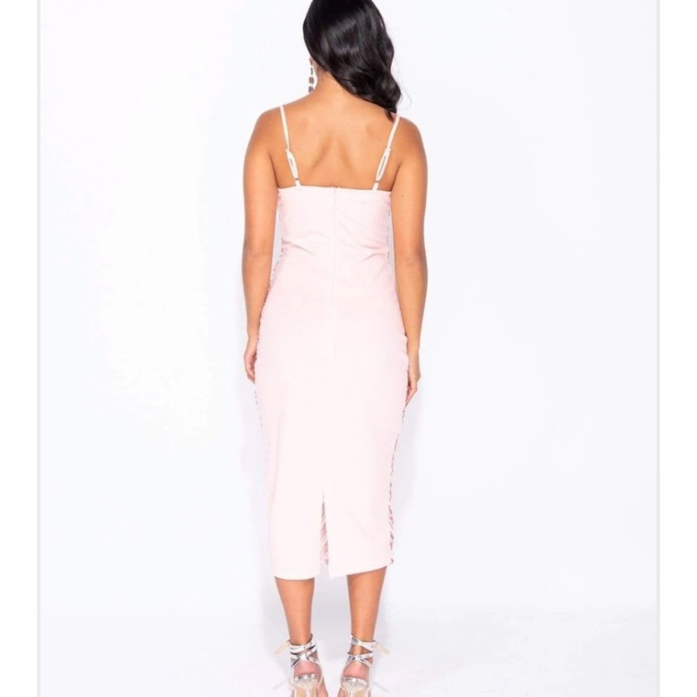 PINK SEQUIN CAMI STYLE BODYCON MIDI DRESS - Picture 7 of 7